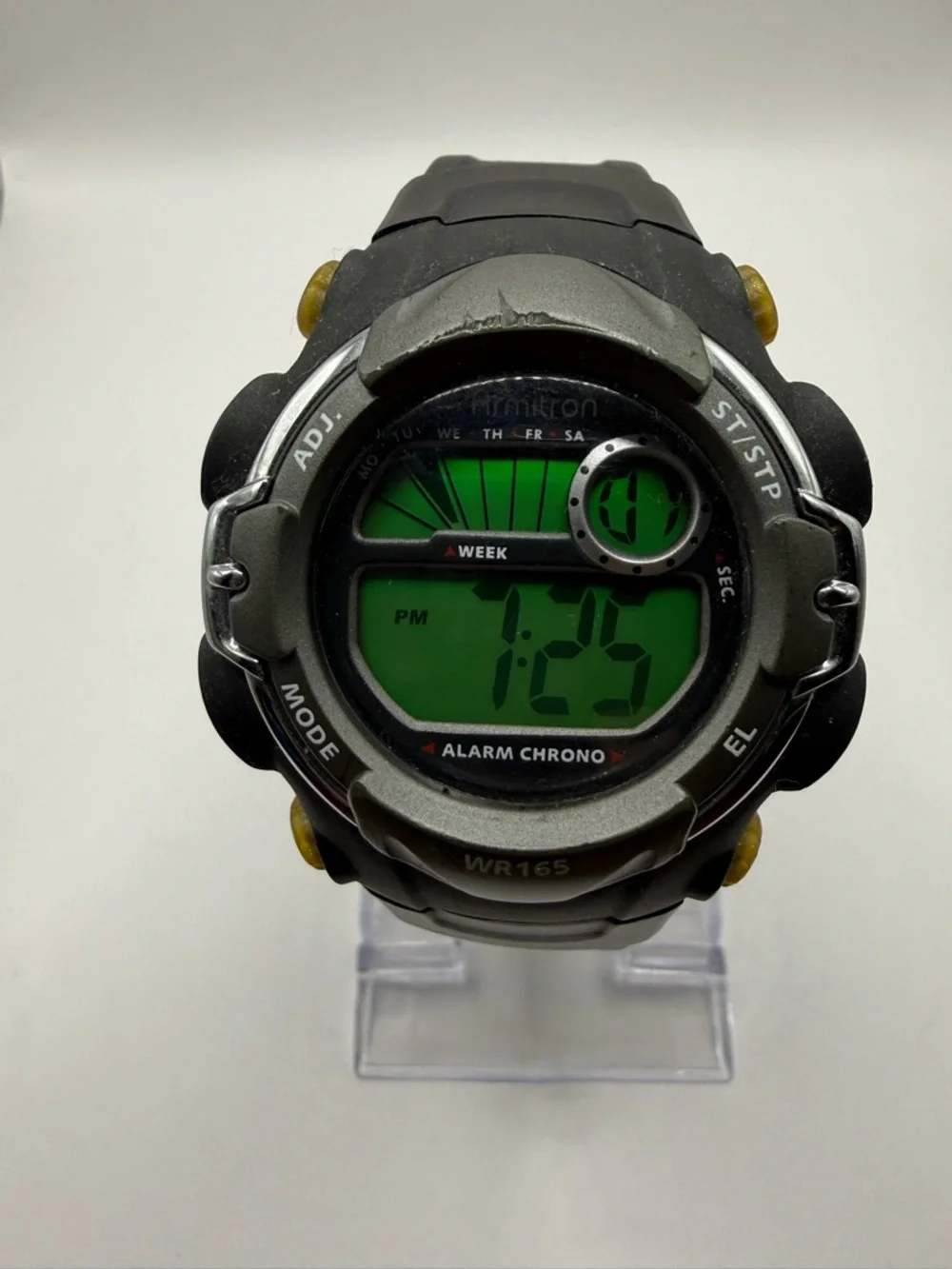 Armitron Men Watch Gray Black Rubber Chro Month Day Date WR165 (New Battery)